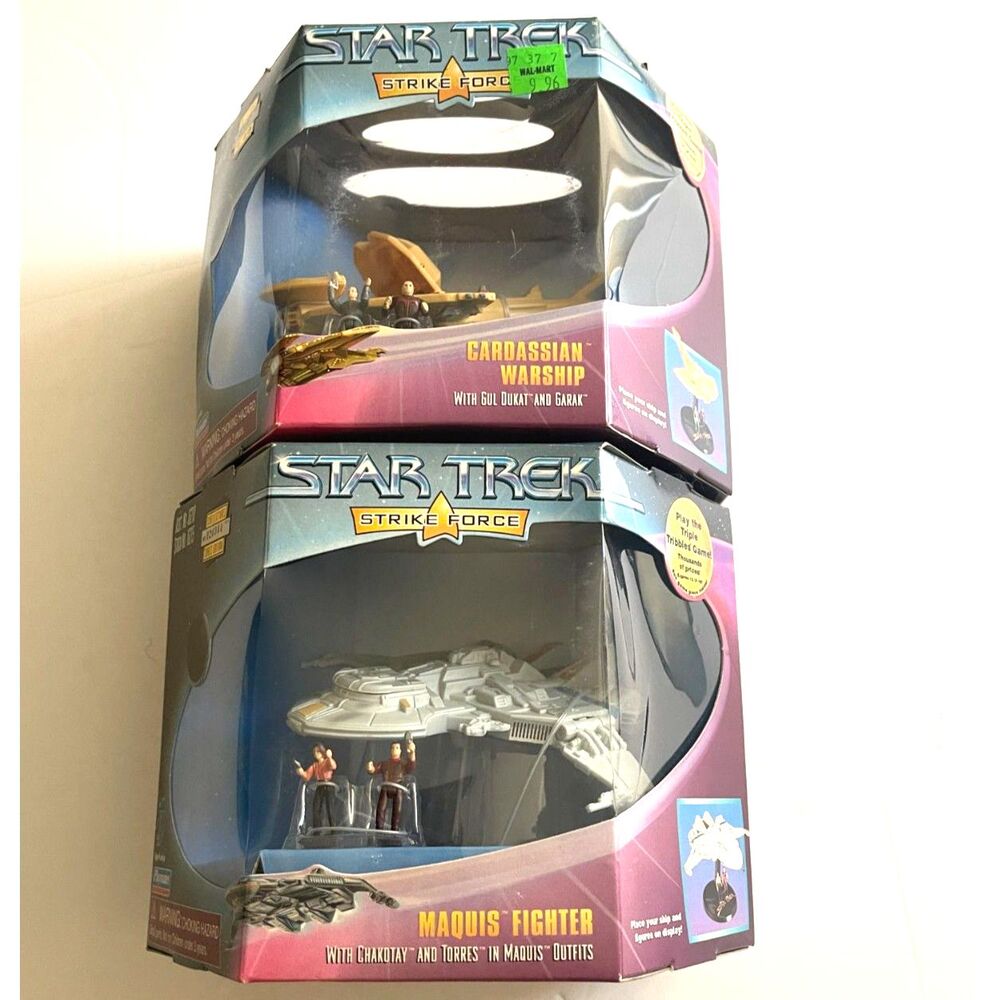 Star Trek Strike Force Lot Of 2 Boxed Ships Playmates Vintage Display Cardassian